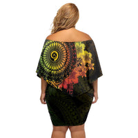 Vanuatu Family Matching Off Shoulder Short Dress and Hawaiian Shirt Hibisus Polynesian Pattern Reggae LT14 - Polynesian Pride