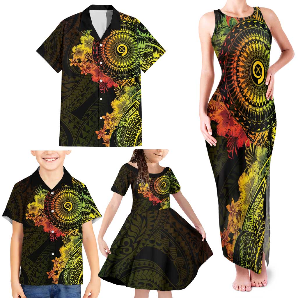 Vanuatu Family Matching Tank Maxi Dress and Hawaiian Shirt Hibisus Polynesian Pattern Reggae LT14 - Polynesian Pride