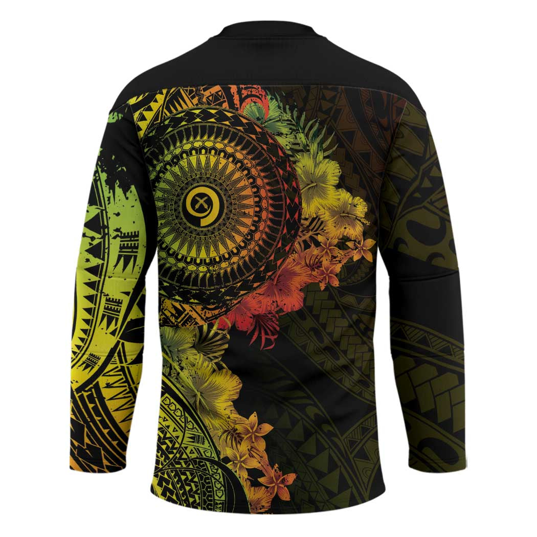 Vanuatu Hockey Jersey Hibisus Polynesian Pattern Reggae LT14 - Polynesian Pride