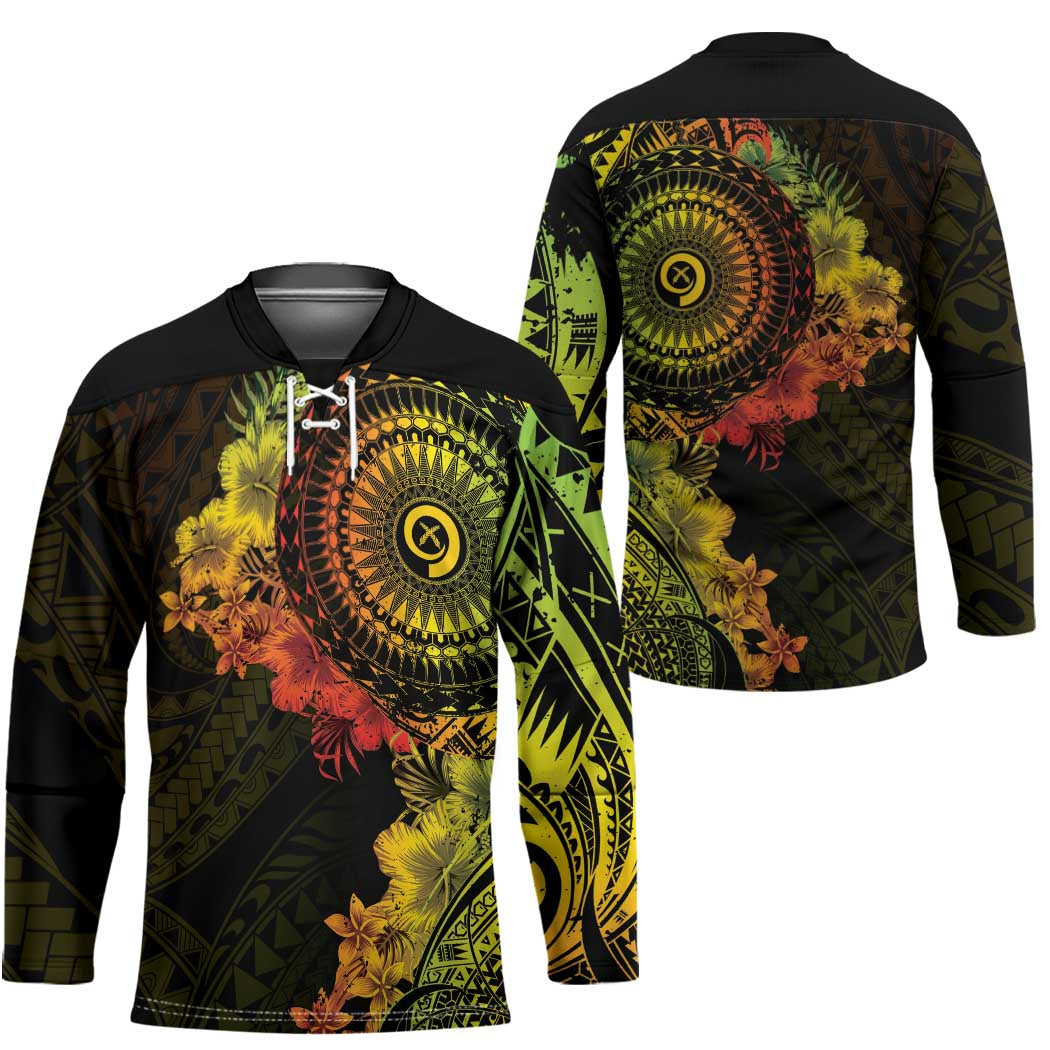 Vanuatu Hockey Jersey Hibisus Polynesian Pattern Reggae LT14 - Polynesian Pride