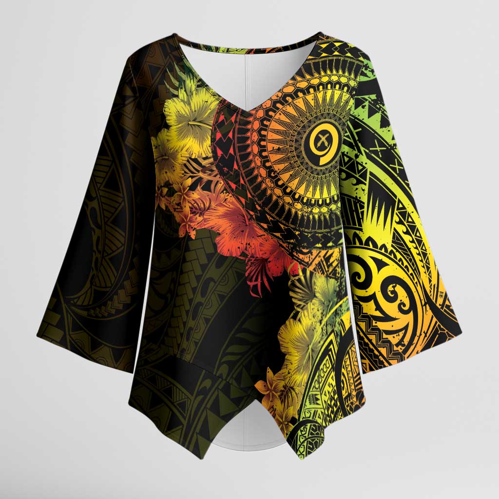 Vanuatu Kimono Sleeve Blouse Hibisus Polynesian Pattern Reggae LT14 Female Reggae - Polynesian Pride