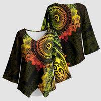 Vanuatu Kimono Sleeve Blouse Hibisus Polynesian Pattern Reggae LT14 - Polynesian Pride