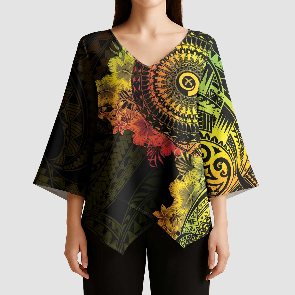 Vanuatu Kimono Sleeve Blouse Hibisus Polynesian Pattern Reggae LT14 - Polynesian Pride