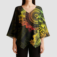 Vanuatu Kimono Sleeve Blouse Hibisus Polynesian Pattern Reggae LT14 - Polynesian Pride