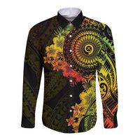 Vanuatu Long Sleeve Button Shirt Hibisus Polynesian Pattern Reggae LT14 Unisex Reggae - Polynesian Pride