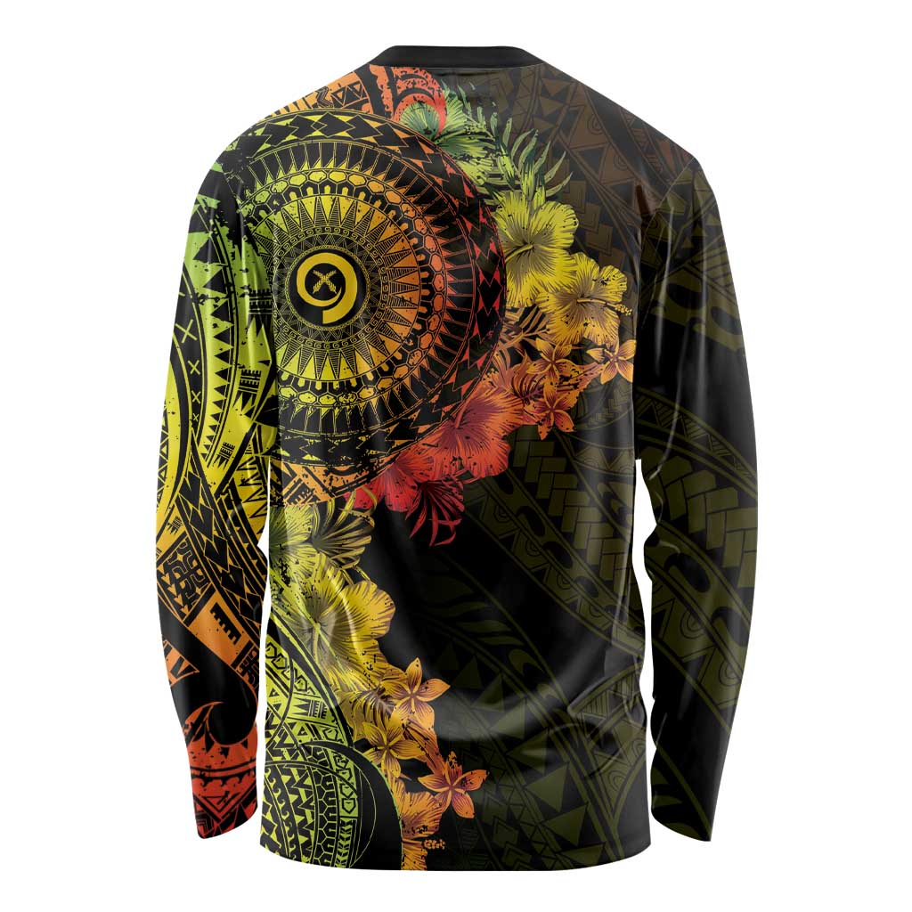 Vanuatu Long Sleeve Shirt Hibisus Polynesian Pattern Reggae LT14 - Polynesian Pride