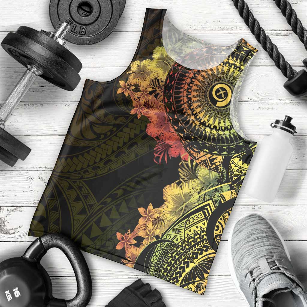 Vanuatu Men Tank Top Hibisus Polynesian Pattern Reggae LT14 - Polynesian Pride