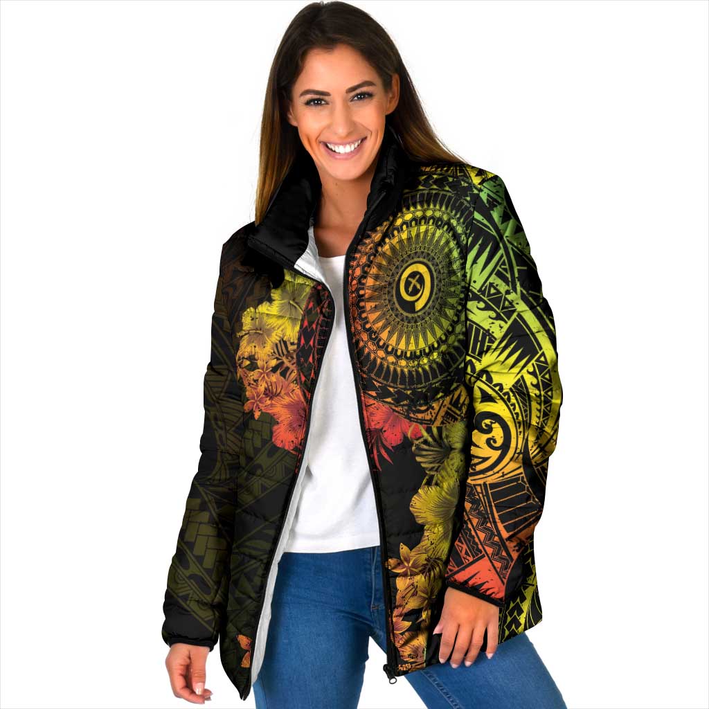 Vanuatu Padded Jacket Hibisus Polynesian Pattern Reggae LT14 Women Reggae - Polynesian Pride