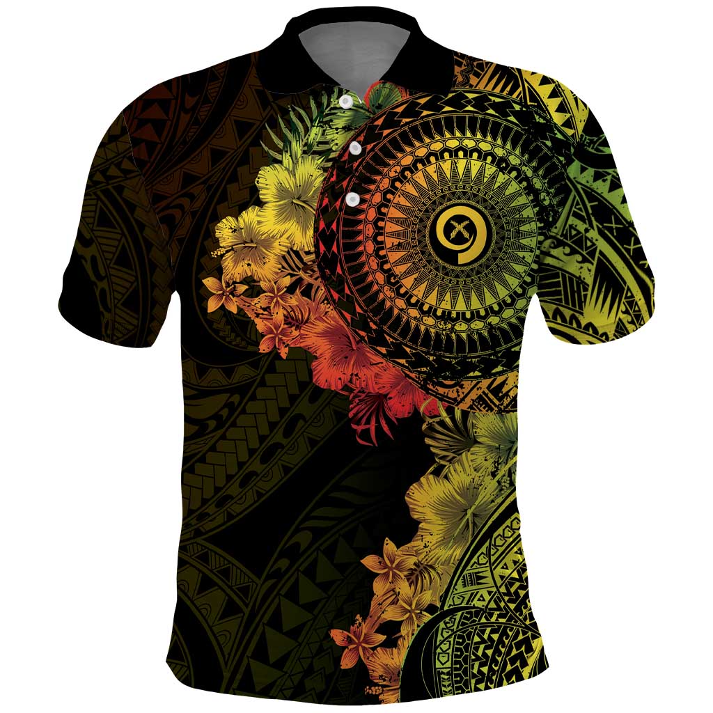 Vanuatu Polo Shirt Hibisus Polynesian Pattern Reggae - Polynesian Pride