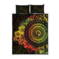 Vanuatu Quilt Bed Set Hibisus Polynesian Pattern Reggae - Polynesian Pride