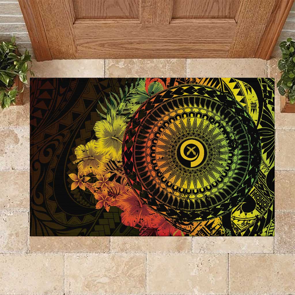 Vanuatu Rubber Doormat Hibisus Polynesian Pattern Reggae LT14 Reggae - Polynesian Pride