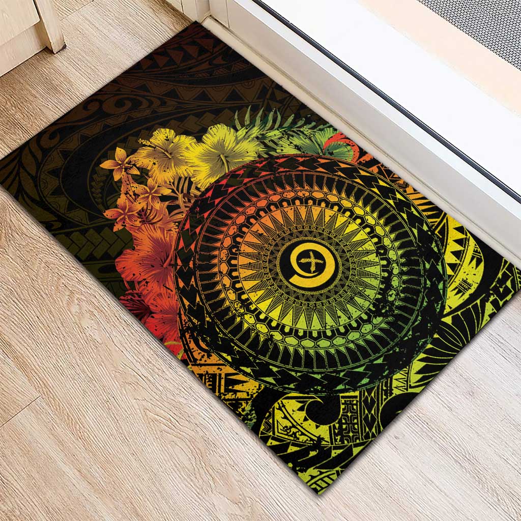 Vanuatu Rubber Doormat Hibisus Polynesian Pattern Reggae LT14 - Polynesian Pride