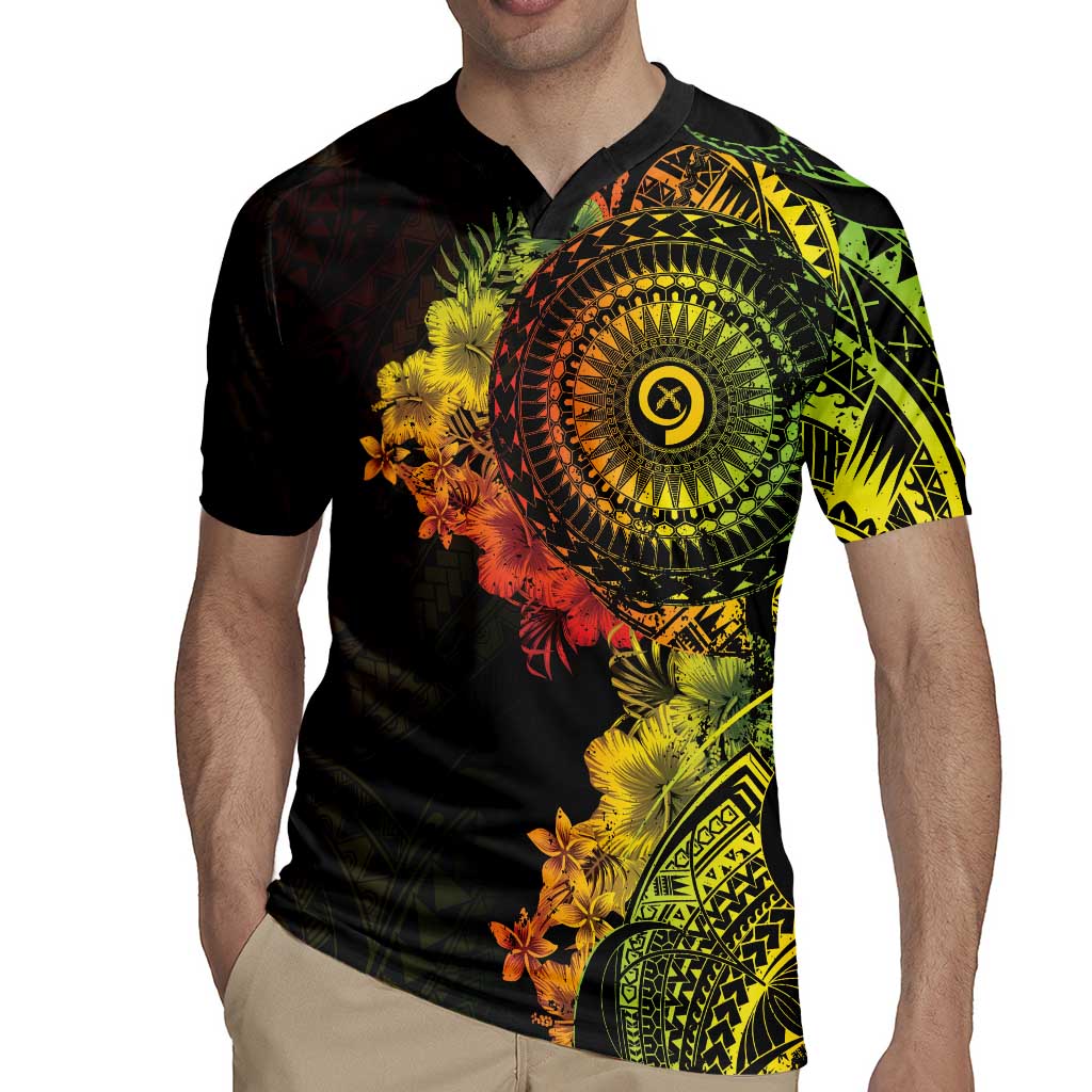 Vanuatu Rugby Jersey Hibisus Polynesian Pattern Reggae LT14 - Polynesian Pride