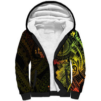 Vanuatu Sherpa Hoodie Hibisus Polynesian Pattern Reggae LT14 Unisex Reggae - Polynesian Pride