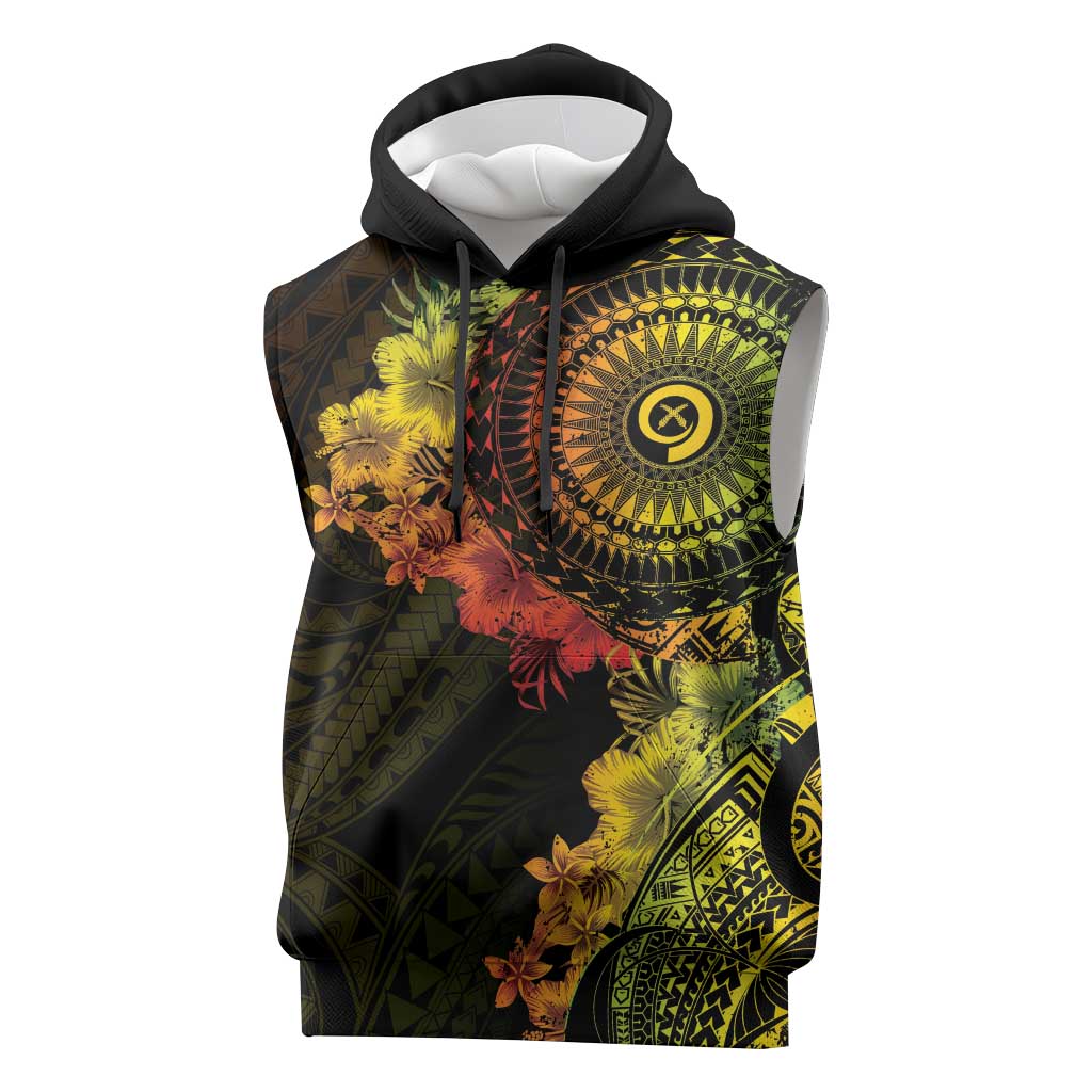 Vanuatu Sleeveless Hoodie Hibisus Polynesian Pattern Reggae - Polynesian Pride