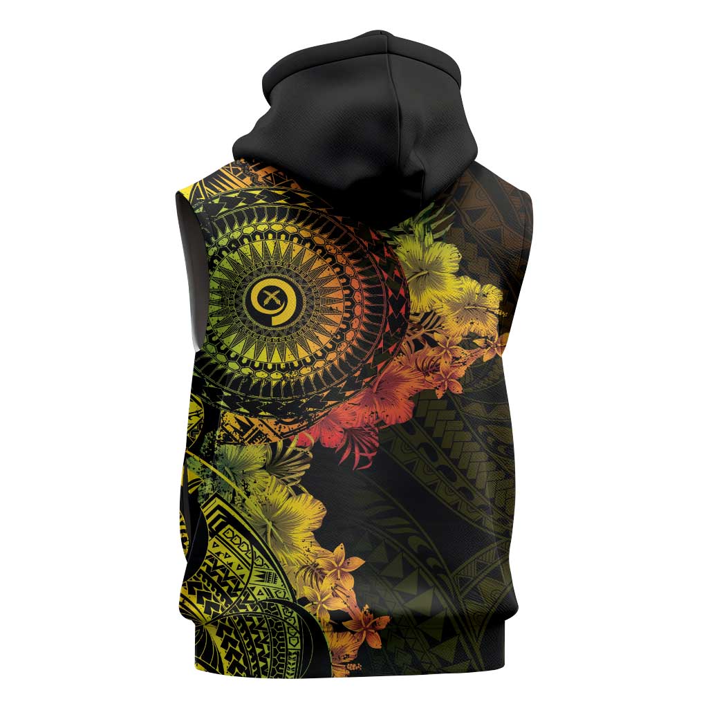Vanuatu Sleeveless Hoodie Hibisus Polynesian Pattern Reggae - Polynesian Pride