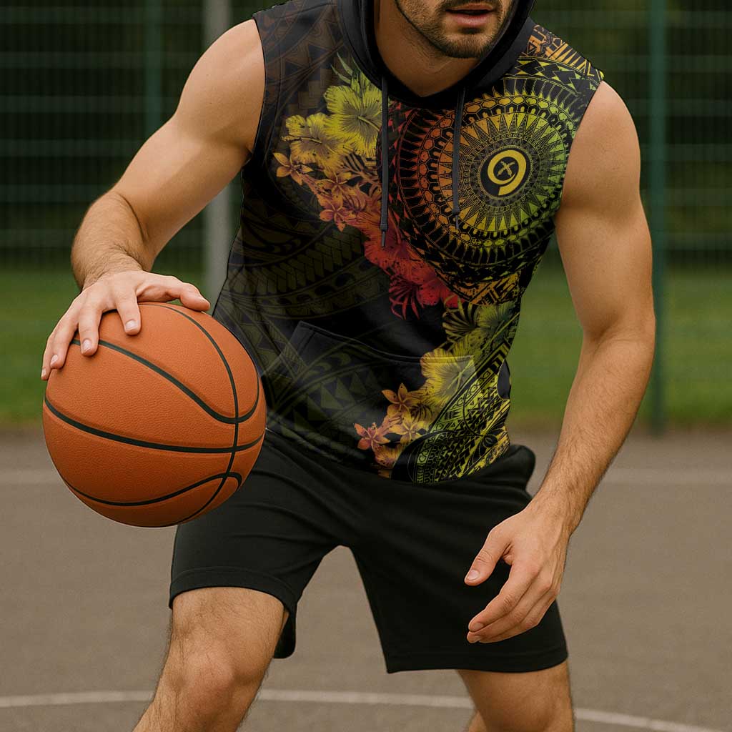 Vanuatu Sleeveless Hoodie Hibisus Polynesian Pattern Reggae - Polynesian Pride