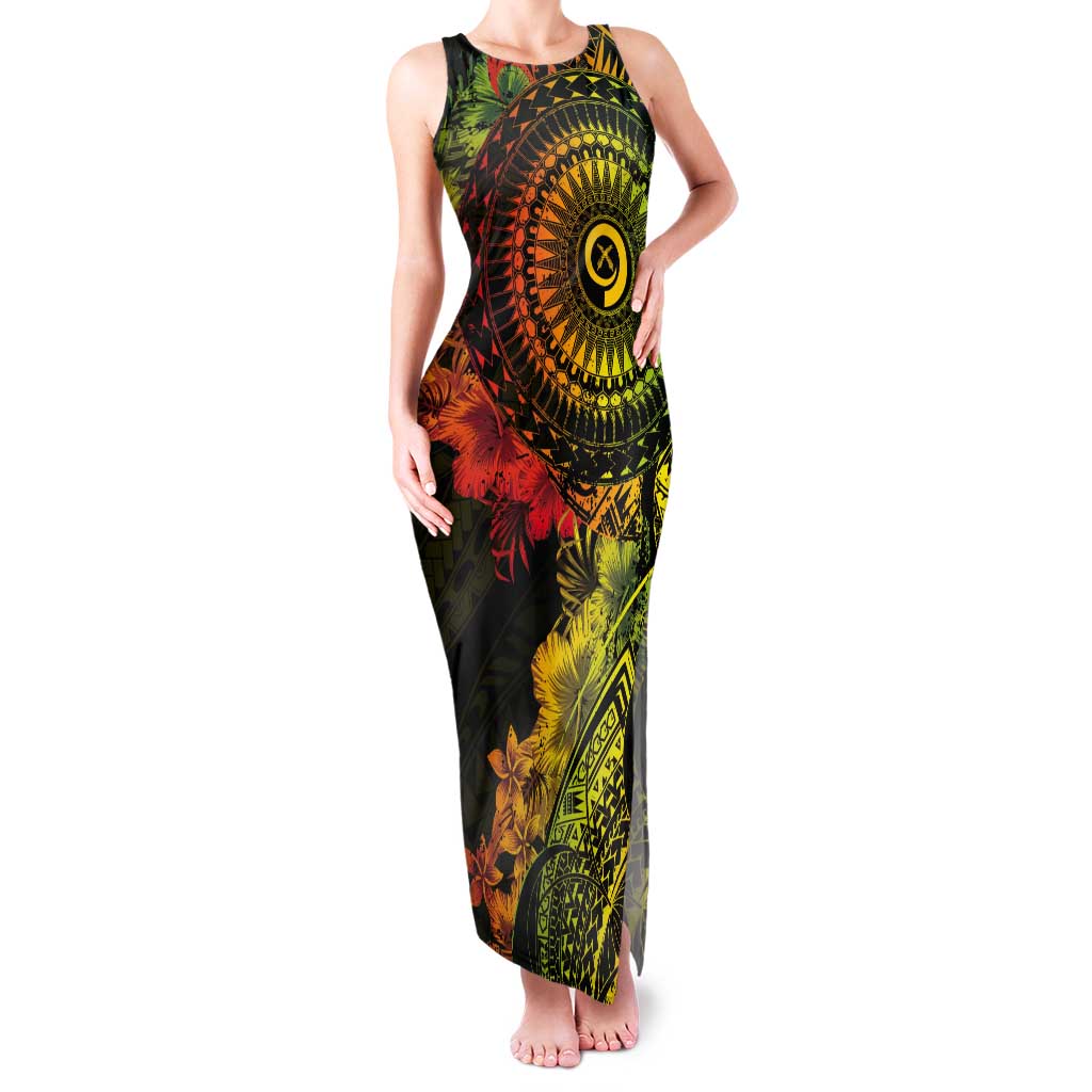 Vanuatu Tank Maxi Dress Hibisus Polynesian Pattern Reggae - Polynesian Pride