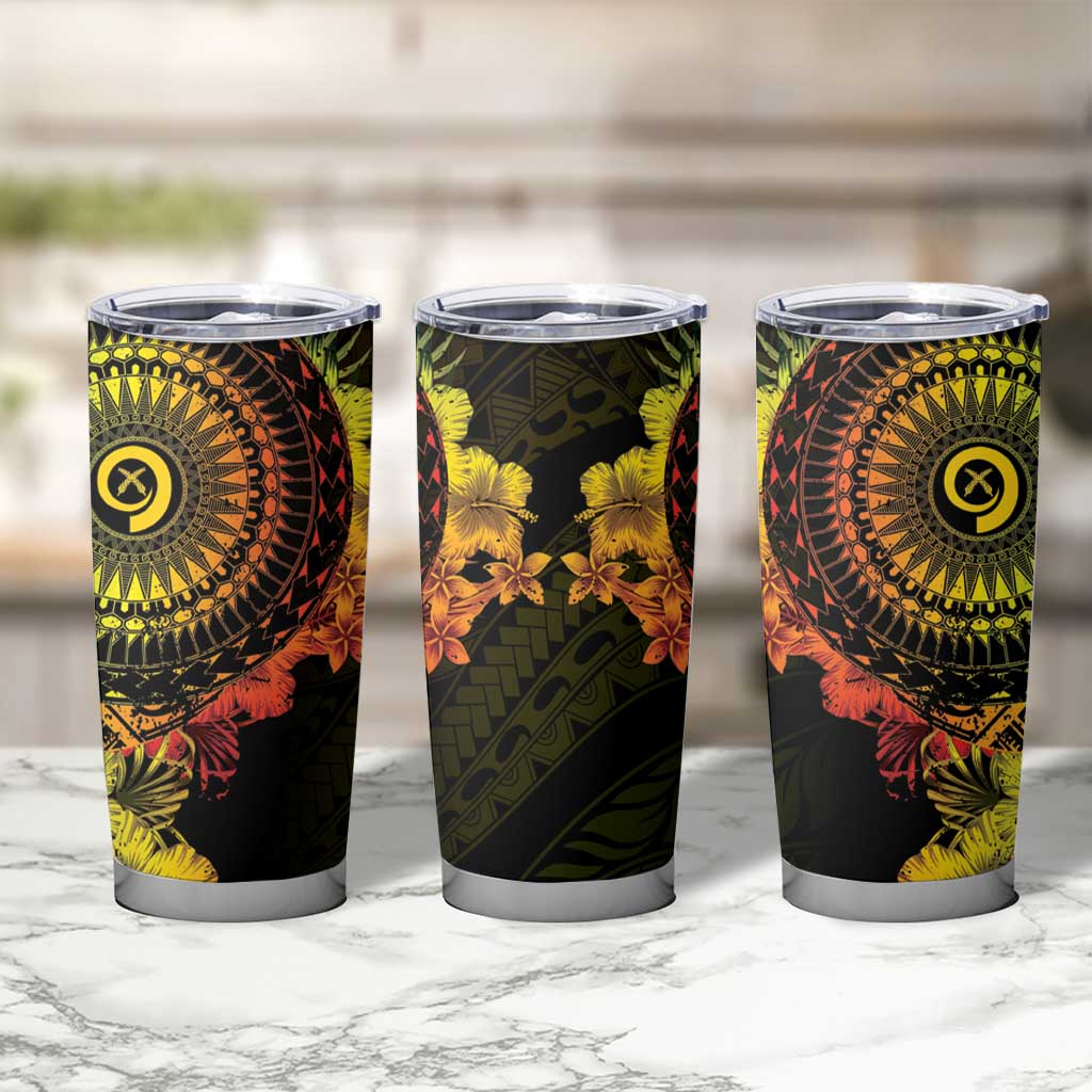 Vanuatu Tumbler Cup Hibisus Polynesian Pattern Reggae - Polynesian Pride