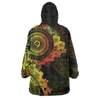 Vanuatu Wearable Blanket Hoodie Hibisus Polynesian Pattern Reggae - Polynesian Pride