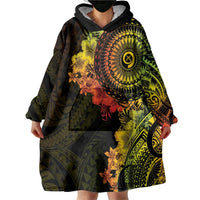 Vanuatu Wearable Blanket Hoodie Hibisus Polynesian Pattern Reggae - Polynesian Pride