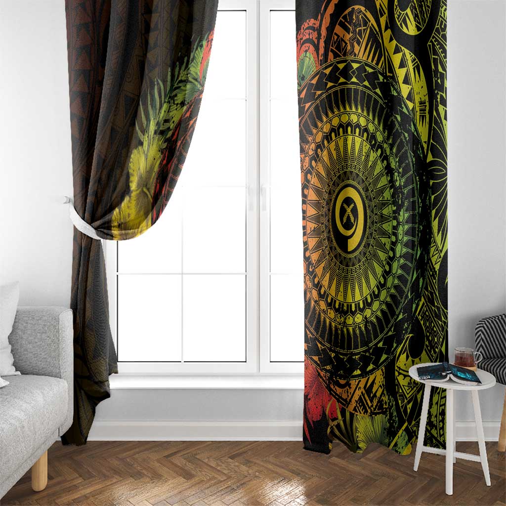 Vanuatu Window Curtain Hibisus Polynesian Pattern Reggae - Polynesian Pride