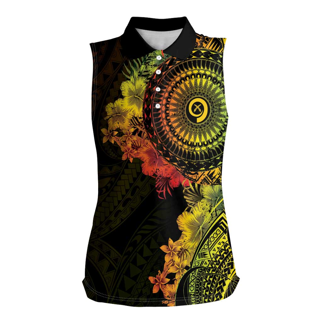 Vanuatu Women Sleeveless Polo Shirt Hibisus Polynesian Pattern Reggae LT14 Female Reggae - Polynesian Pride