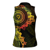 Vanuatu Women Sleeveless Polo Shirt Hibisus Polynesian Pattern Reggae LT14 - Polynesian Pride