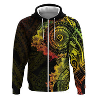 Vanuatu Zip Hoodie Hibisus Polynesian Pattern Reggae - Polynesian Pride