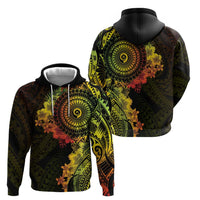 Vanuatu Zip Hoodie Hibisus Polynesian Pattern Reggae - Polynesian Pride