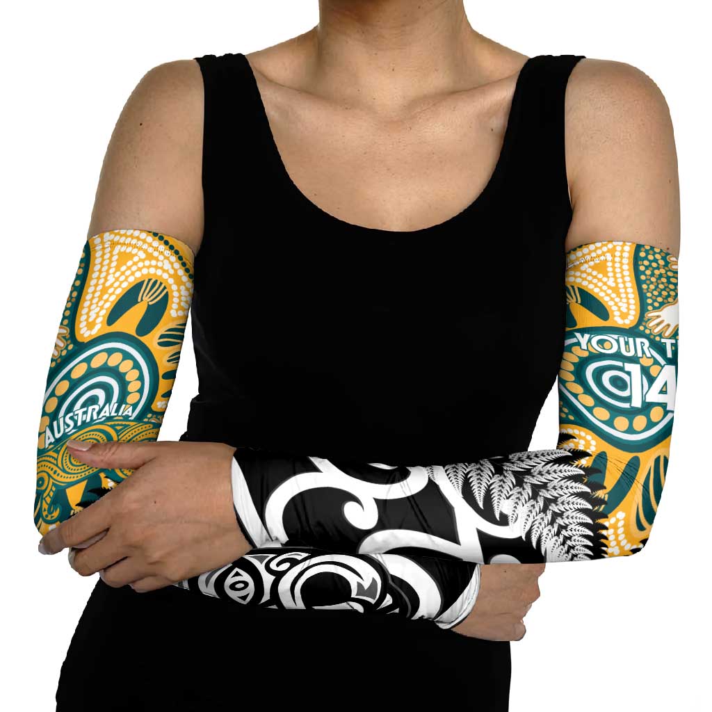 New Zealand Australia Rugby Arm Sleeves Wallabies Aboriginal All Black Maori Tiki Together - Polynesian Pride