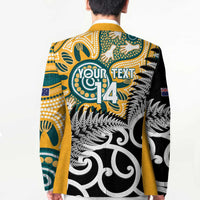 New Zealand Australia Rugby Custom Blazer Wallabies Aboriginal All Black Maori Tiki Together - Polynesian Pride
