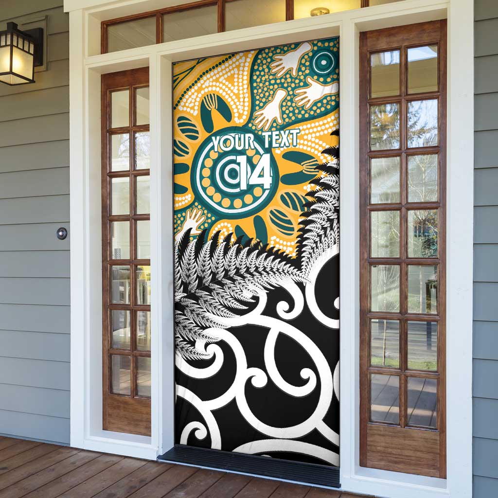 New Zealand Australia Rugby Door Cover Wallabies Aboriginal All Black Maori Tiki Together - Polynesian Pride