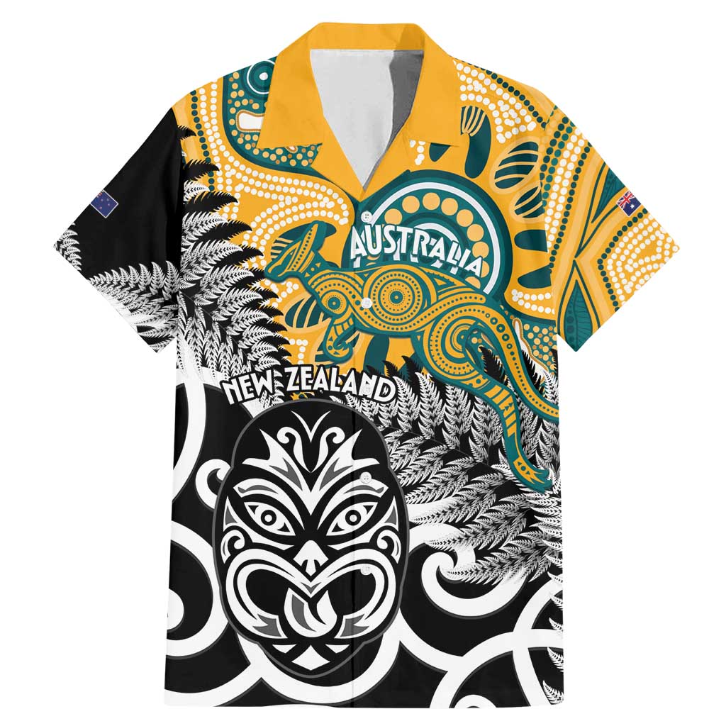 New Zealand Australia Rugby Custom Family Matching Mermaid Dress and Hawaiian Shirt Wallabies Aboriginal All Black Maori Tiki Together - Polynesian Pride
