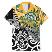 New Zealand Australia Rugby Custom Family Matching Mermaid Dress and Hawaiian Shirt Wallabies Aboriginal All Black Maori Tiki Together - Polynesian Pride