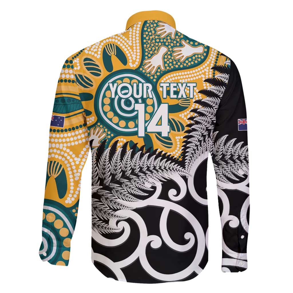 New Zealand Australia Rugby Custom Family Matching Off Shoulder Maxi Dress and Hawaiian Shirt Wallabies Aboriginal All Black Maori Tiki Together - Polynesian Pride