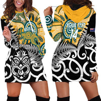 New Zealand Australia Rugby Custom Hoodie Dress Wallabies Aboriginal All Black Maori Tiki Together - Polynesian Pride