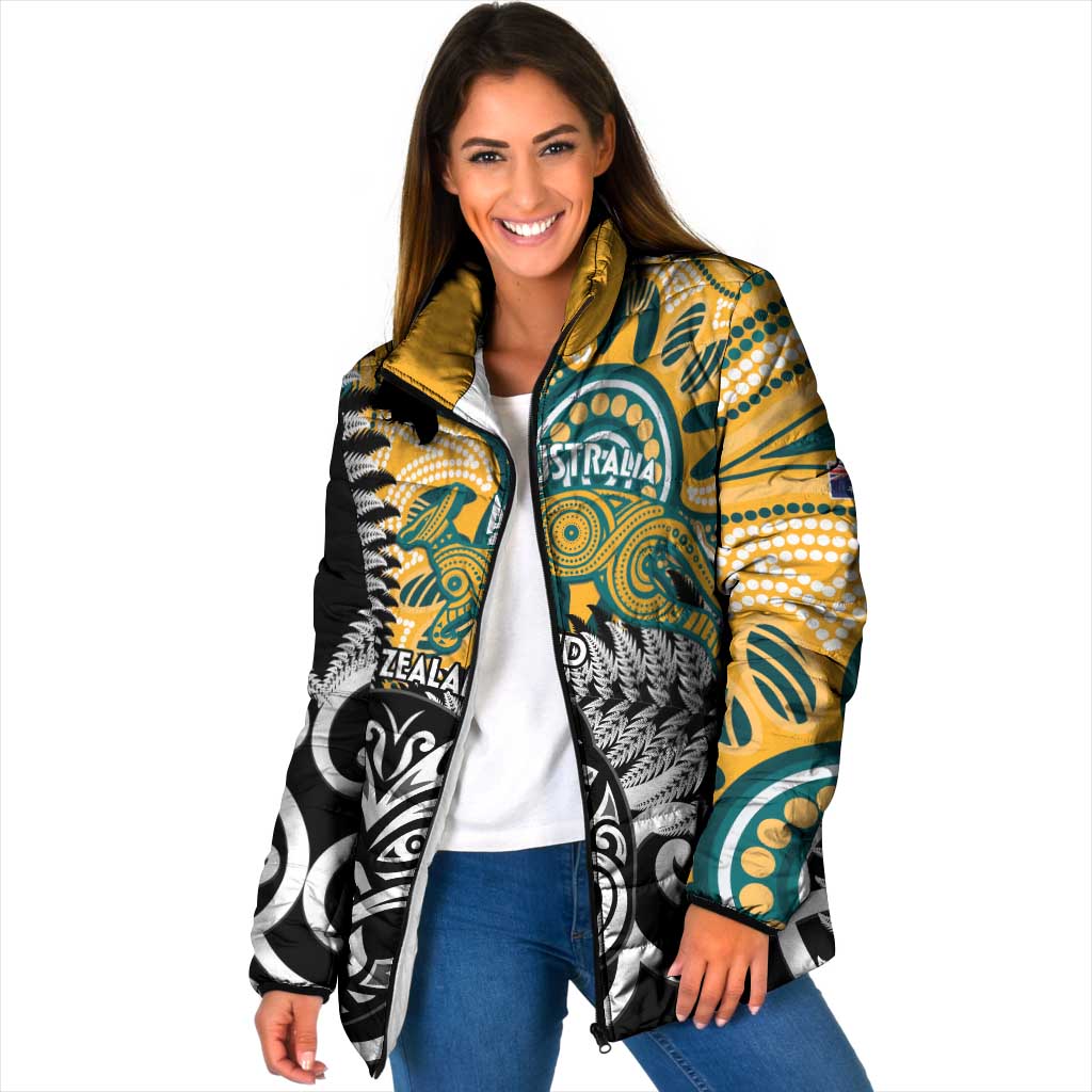 New Zealand Australia Rugby Custom Padded Jacket Wallabies Aboriginal All Black Maori Tiki Together - Polynesian Pride