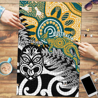 New Zealand Australia Rugby Puzzle Wallabies Aboriginal All Black Maori Tiki Together - Polynesian Pride