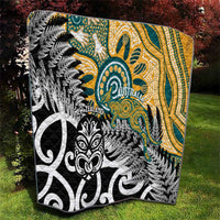 New Zealand Australia Rugby Quilt Wallabies Aboriginal All Black Maori Tiki Together - Polynesian Pride