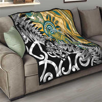 New Zealand Australia Rugby Quilt Wallabies Aboriginal All Black Maori Tiki Together - Polynesian Pride