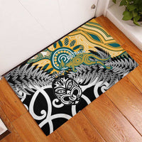 New Zealand Australia Rugby Rubber Doormat Wallabies Aboriginal All Black Maori Tiki Together - Polynesian Pride