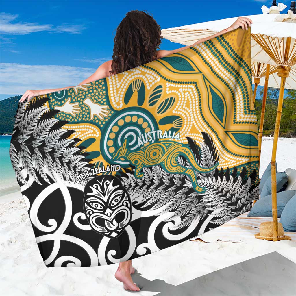 New Zealand Australia Rugby Sarong Wallabies Aboriginal All Black Maori Tiki Together - Polynesian Pride