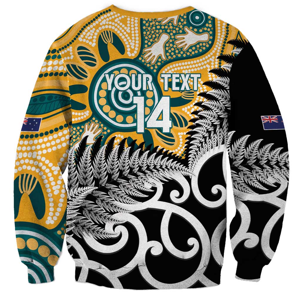New Zealand Australia Rugby Custom Sweatshirt Wallabies Aboriginal All Black Maori Tiki Together - Polynesian Pride