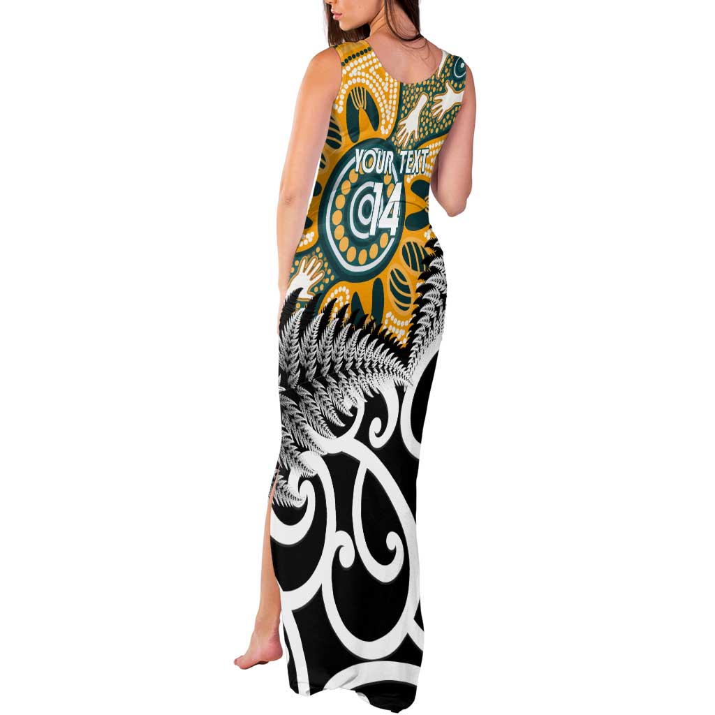 New Zealand Australia Rugby Custom Tank Maxi Dress Wallabies Aboriginal All Black Maori Tiki Together - Polynesian Pride