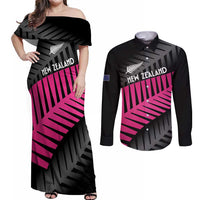 New Zealand Silver Fern Rugby Custom Couples Matching Off Shoulder Maxi Dress and Long Sleeve Button Shirt 2025 All Black Go Champions - Polynesian Pride
