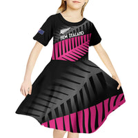 New Zealand Silver Fern Rugby Custom Kid Short Sleeve Dress 2025 All Black Go Champions - Polynesian Pride