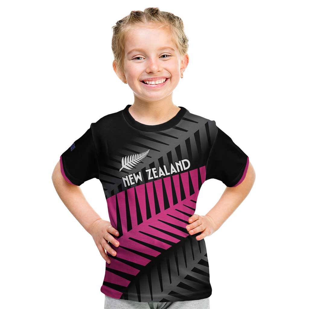 New Zealand Silver Fern Rugby Custom Kid T Shirt 2025 All Black Go Champions - Polynesian Pride