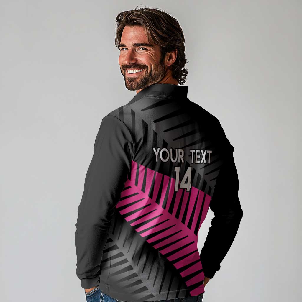 New Zealand Silver Fern Rugby Custom Long Sleeve Polo Shirt 2025 All Black Go Champions - Polynesian Pride