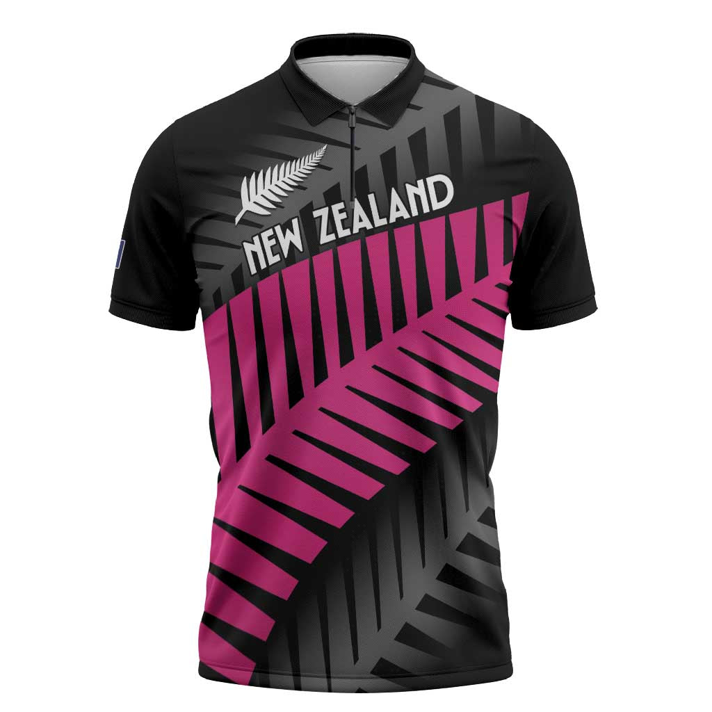 New Zealand Silver Fern Rugby Custom Zipper Polo Shirt 2025 All Black Go Champions - Polynesian Pride